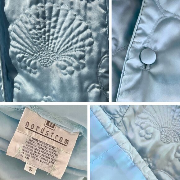 Queen! Nordstrom 80s Silky Quilted Robe Long Elegant satin, Pockets, Small VTG - Picture 7 of 9